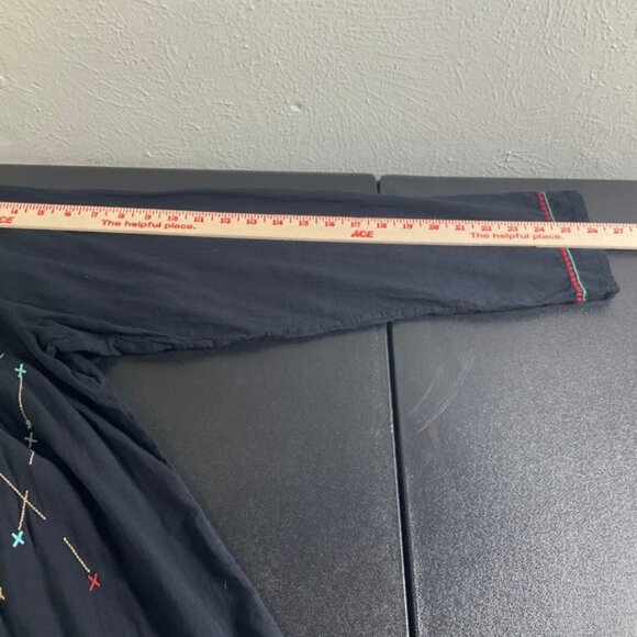 BIYA Johnny Was Tunic Top XL Black Embroidered Bohemian Blouse Lightweight - Picture 8 of 10